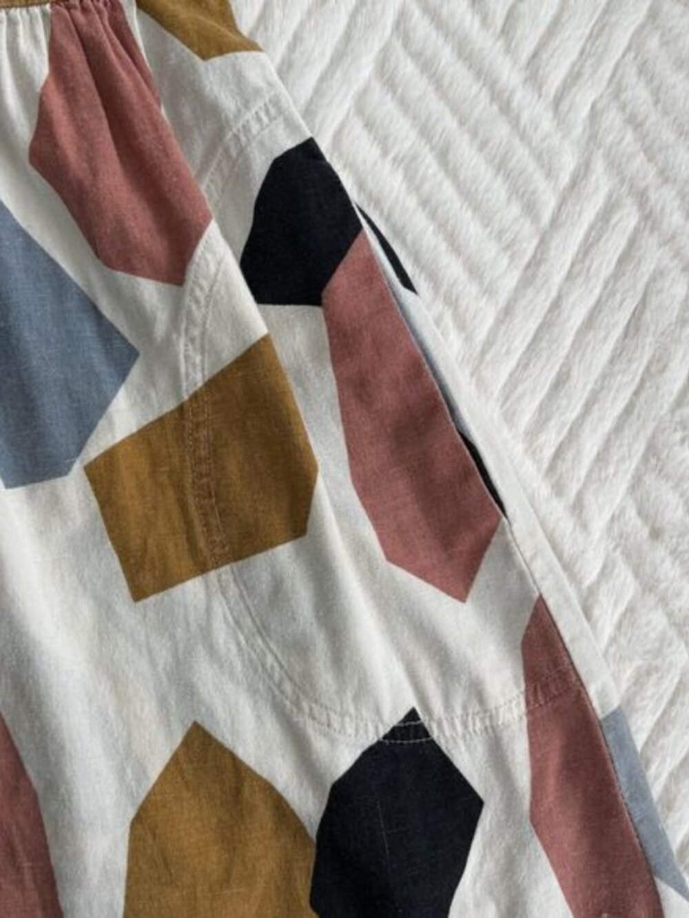 Castro Girls Abstract Geometric Print Dress Size 8-10Y Cotton Linen